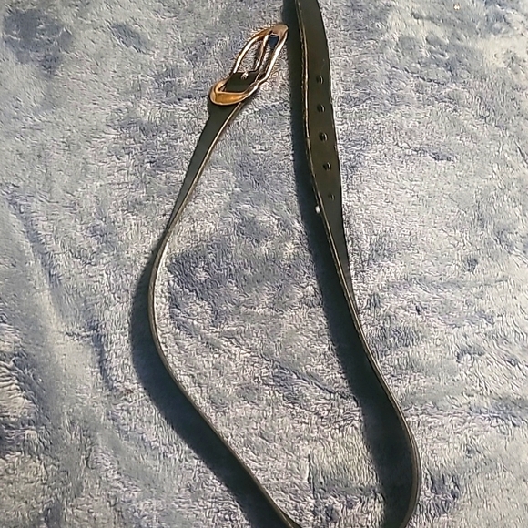 New, Dolce & Gabbana Belt, Made in Italy, Black Leather, Brass Metal Buckle, 36\